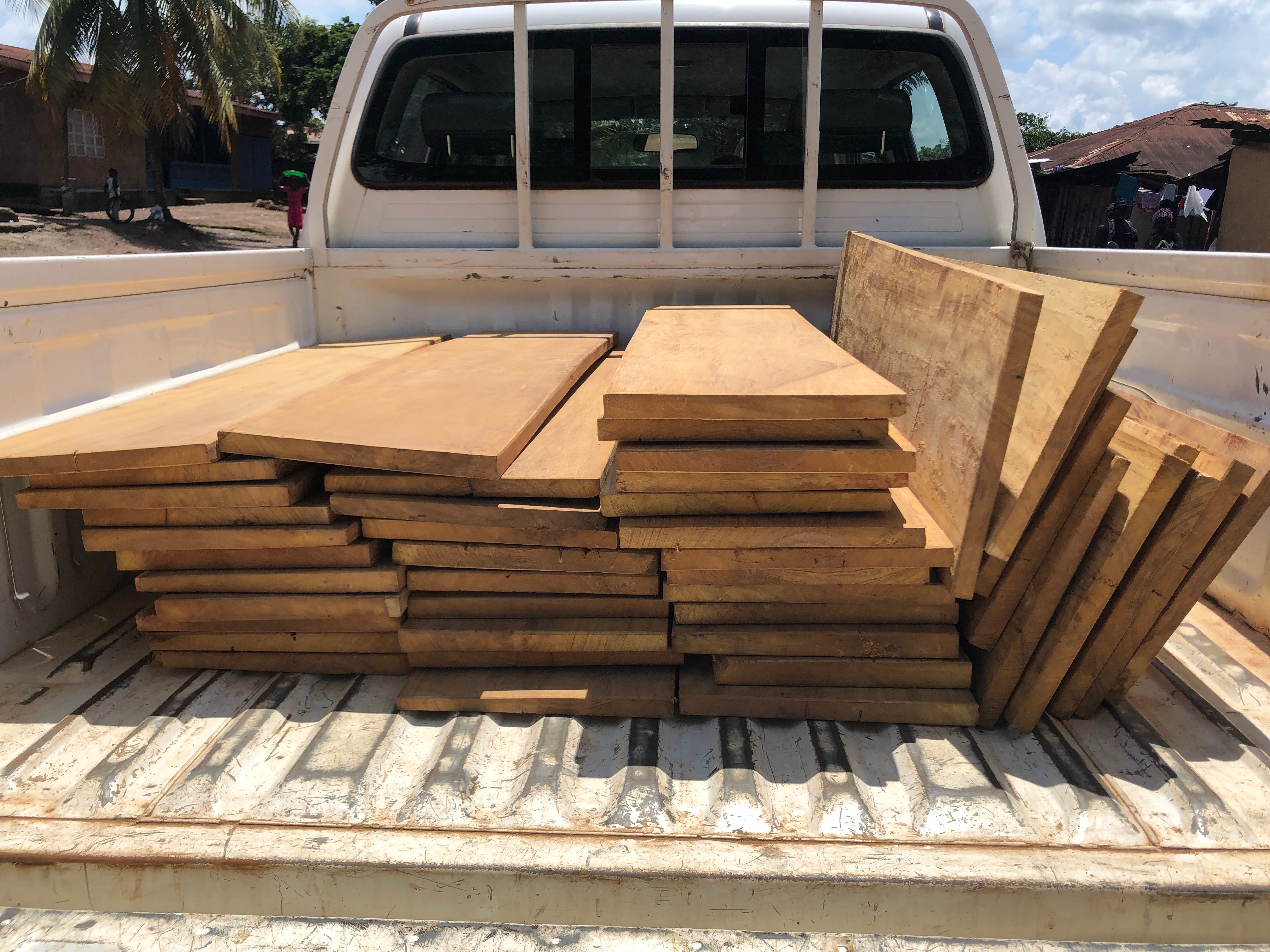 Moving the heavy hardwood boards from Carpenter shop 1 to welding shop 3