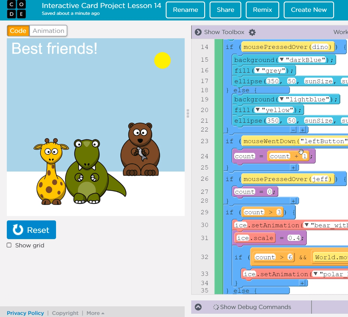 Making an Interactive Card on Code.org | Kurt Kaiser