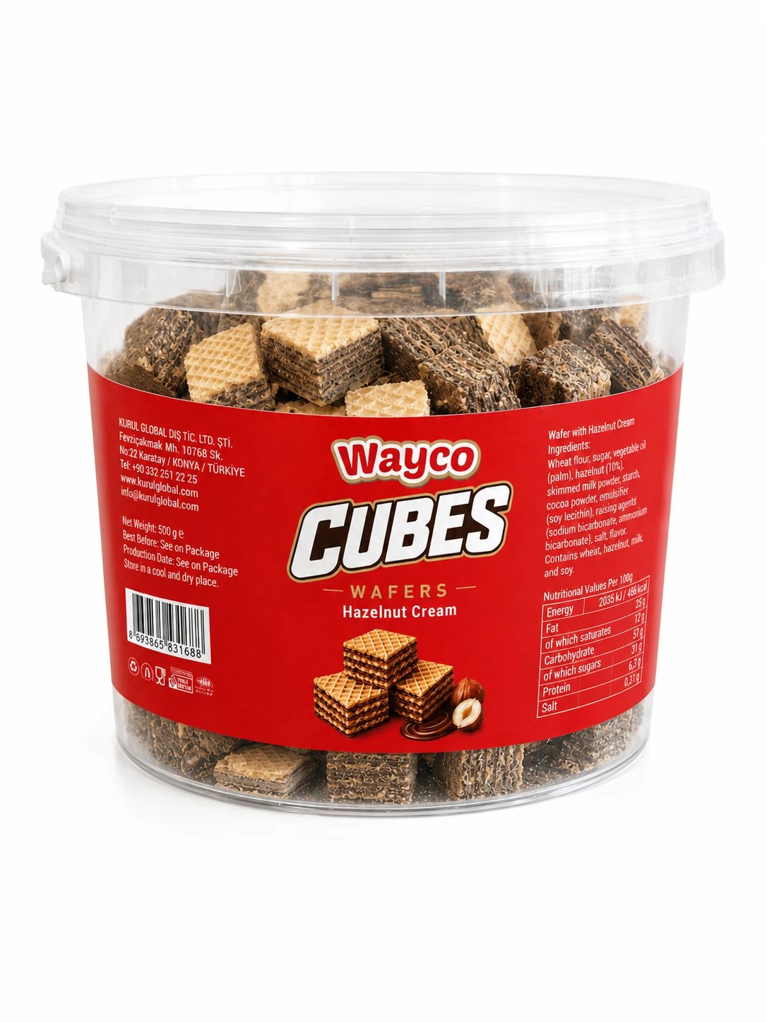 Wayco مكعبات ويفر وايكو بالبندق 500 غ 500 g