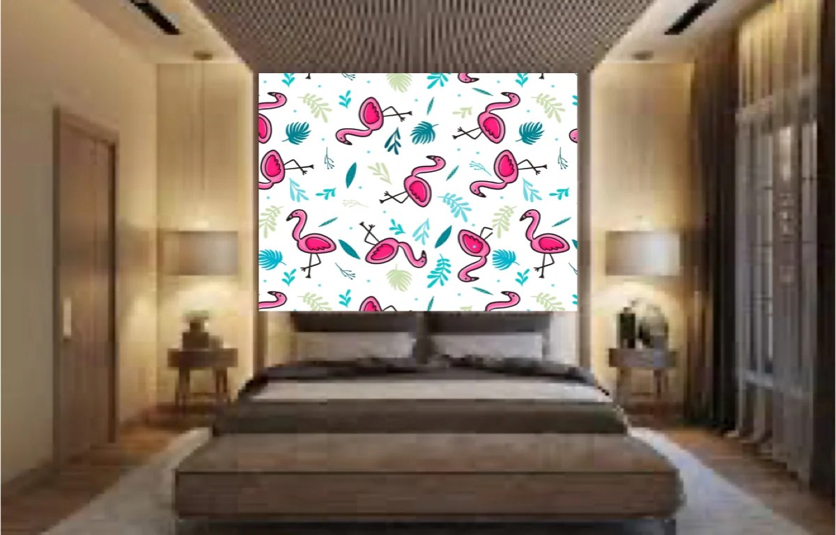 Colorful Flamingo Pattern Wallpaper