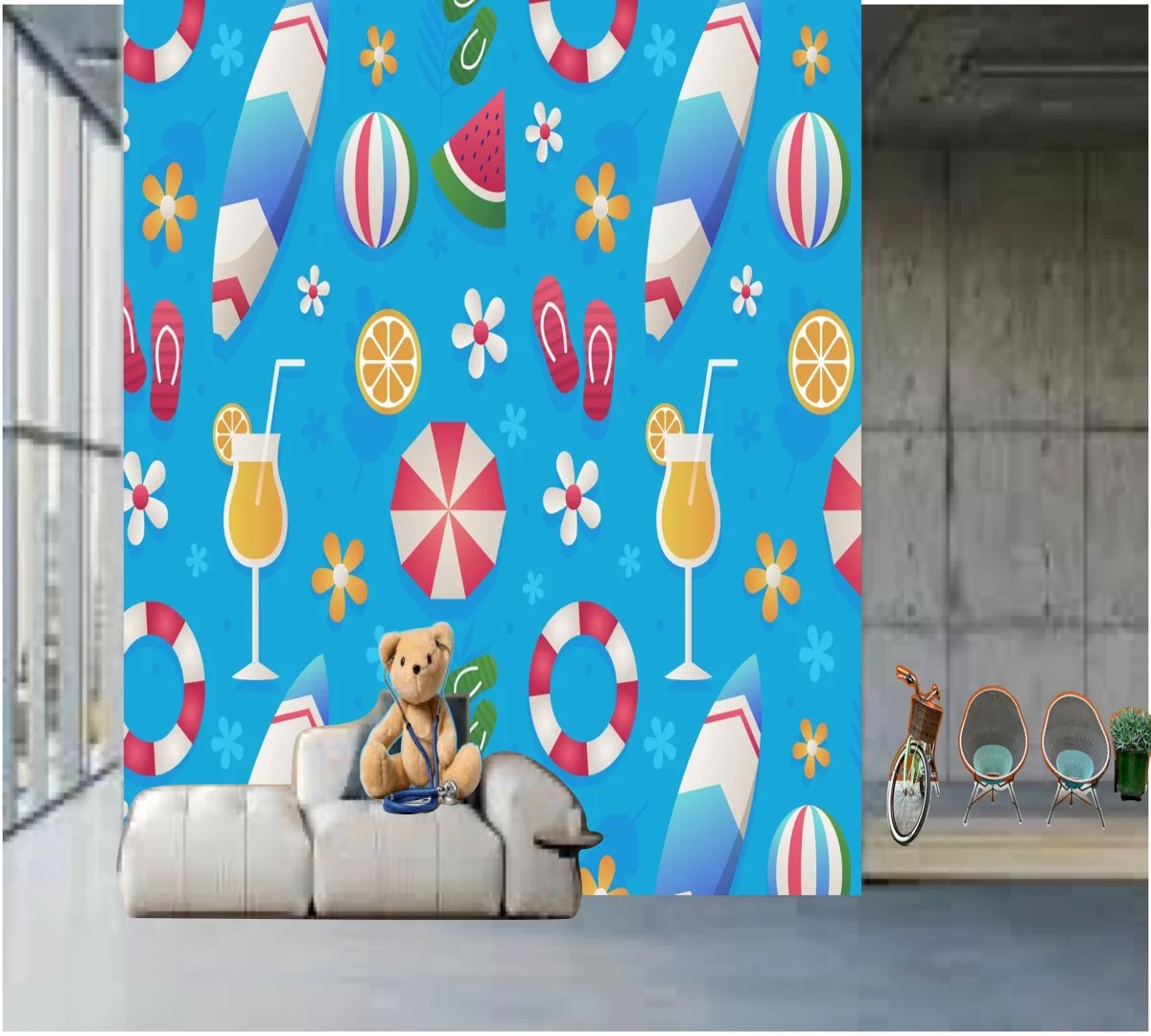 Gradient Summer Pattern Design Wallpaper