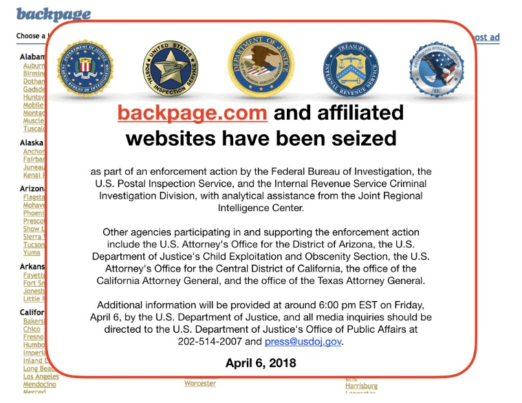 Website Thought To have Ties To Human Trafficking Seized