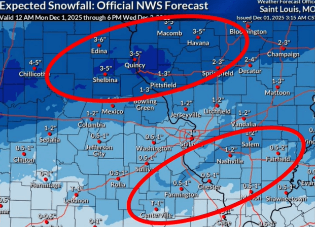 Second snow of the year hits central and northeast Missouri