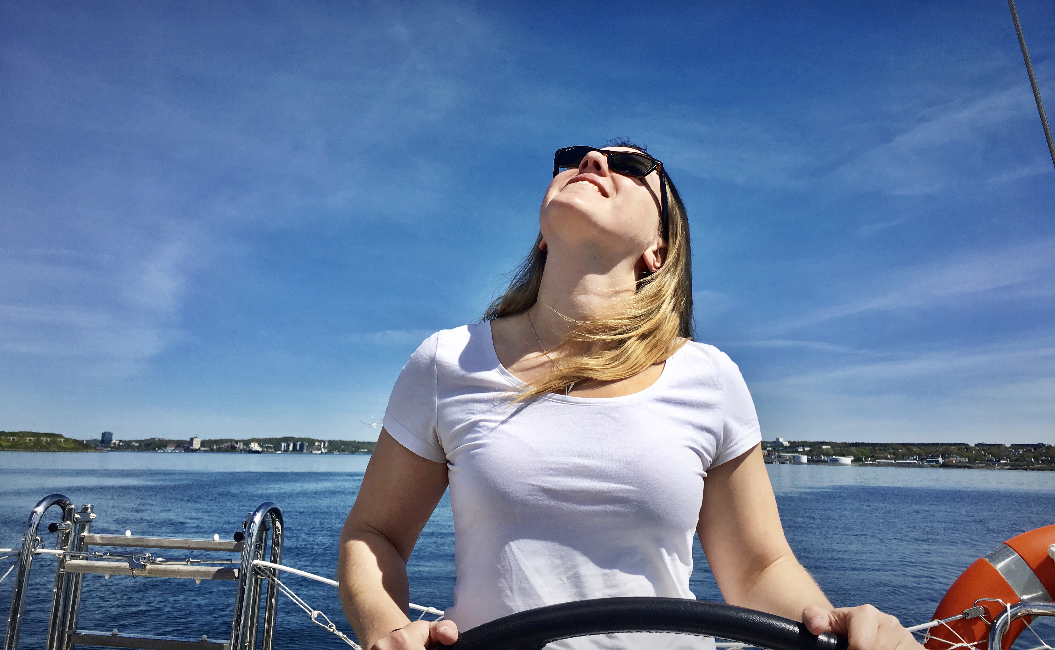 Gwen at the helm.