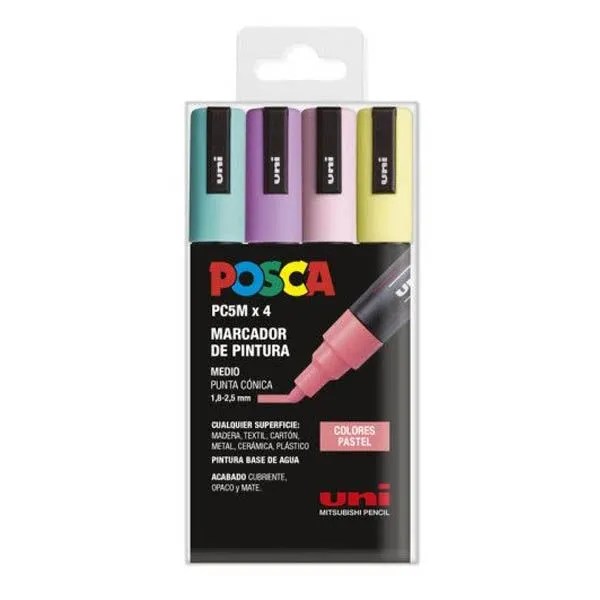 Posca Markers 1.8–2.5 mm Medium Tip PC-5M Set x4 Pastel Colors