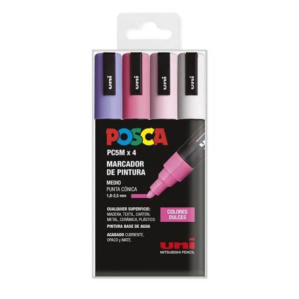 Posca Markers 1.8–2.5 mm Medium Tip PC-5M Set x4 SWEET Colors