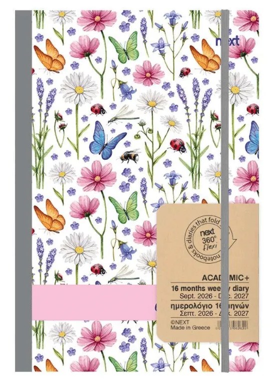 Academic diary weekly 9/2026-12/2027 flexi 14 x 21 cm Butterflies