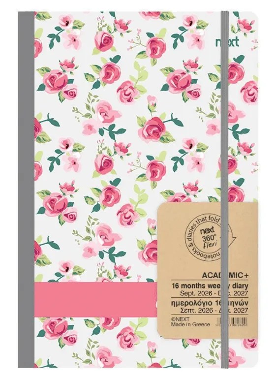 Academic diary weekly 9/2026-12/2027 flexi 14 x 21 cm Roses