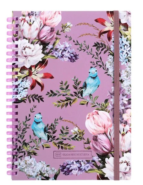 Axent Spiral notebook by Olga Selyshcheva, Blue Birds A5, 80 sheets, squared
