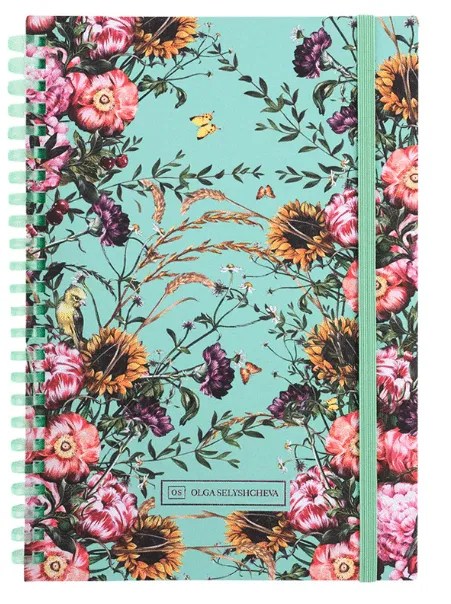 Axent Spiral notebook by Olga Selyshcheva, Aqua field A5, 80 sheets, squared