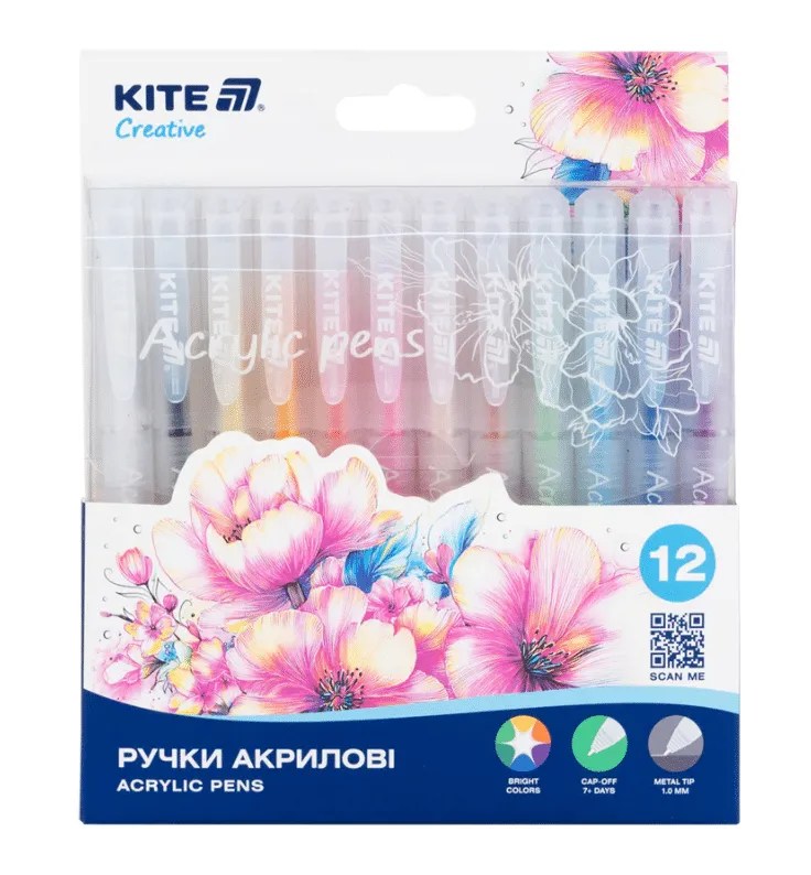 Kite Acrylic pens Creative, 12 colors