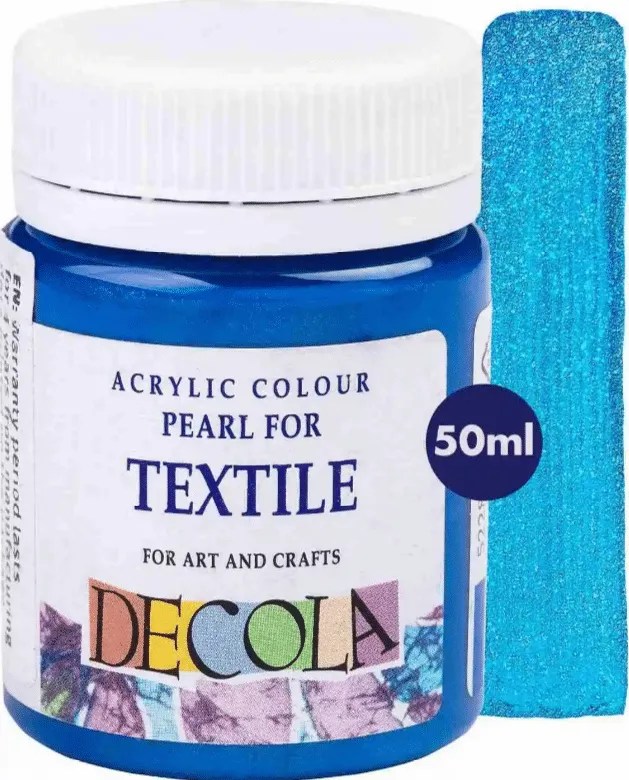 Acrylic paint for textile 50ml jars Pearl Azure