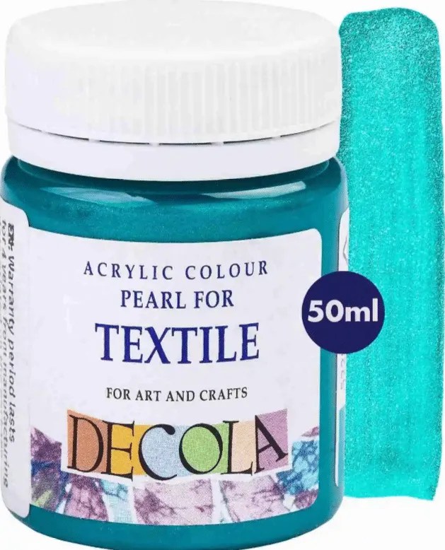 Acrylic paint for textile 50ml jars Pearl Turquoise Blue