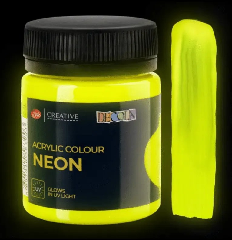 Acrylic paint for textile 50ml jars Neon Yellow