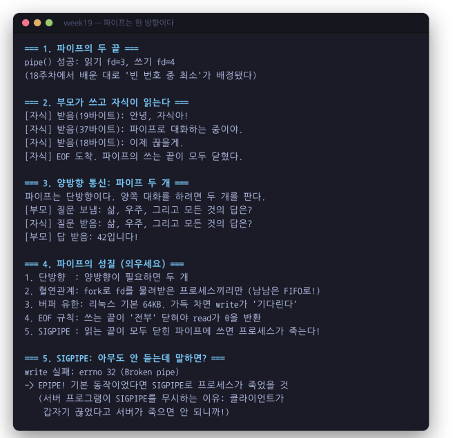 파이프는 한 방향이다