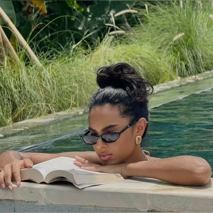 black girl, poolside reading, soft life culture