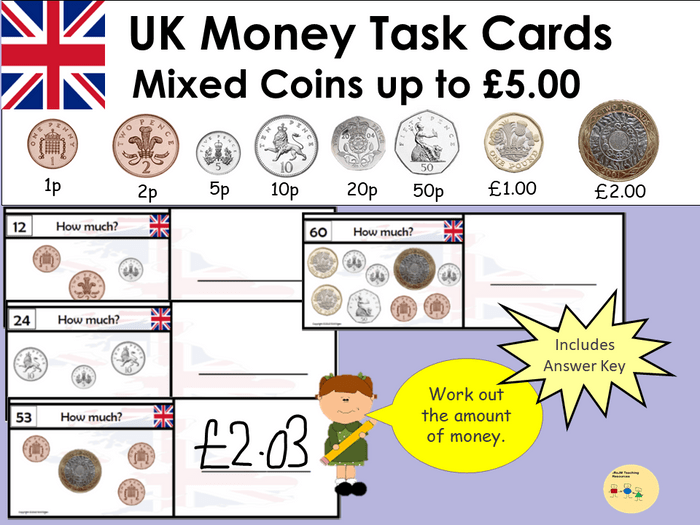 uk british money bundle worksheets task cards teaching resources