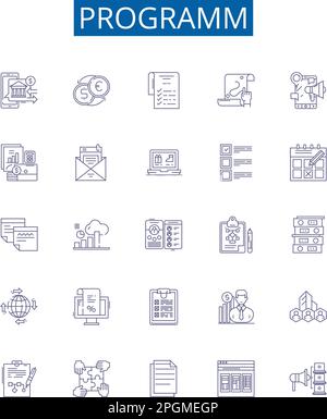 Program Line Vector Icons And Signs Script Compile Run Execute - Premium Abstract Pattern Gallery - High Resolution