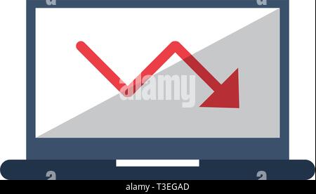 Laptop With Decrease Statistics Arrow Symbol In Black And White Stock - Professional Retina Gradient Arts | Free Download