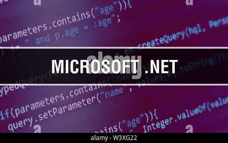 Microsoft Net With Digital Java Code Text Microsoft Net And Computer - Space Illustration Collection - 4K Quality