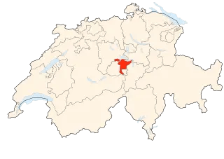 La carte de Suisse montrant où se situe le canton de Nidwald