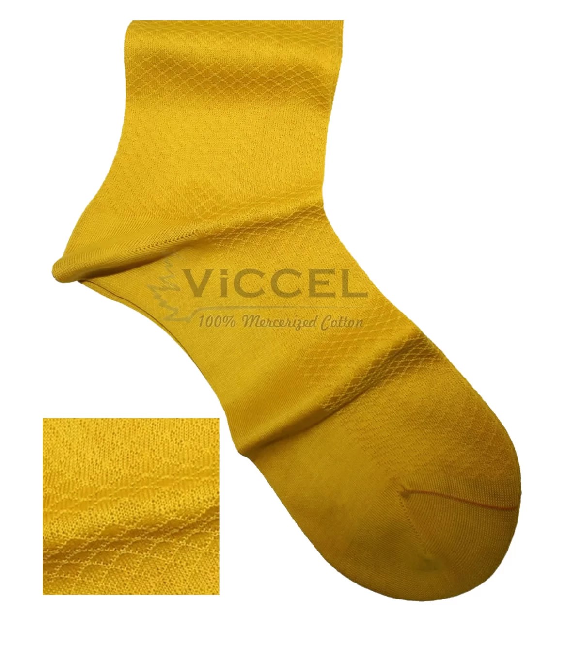 Chaussettes en fil d'Écosse jaune canari texturé en filet de poisson