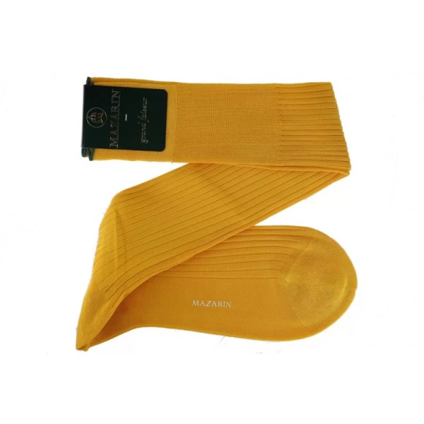 Chaussettes en fil d'Écosse jaune uni (1)