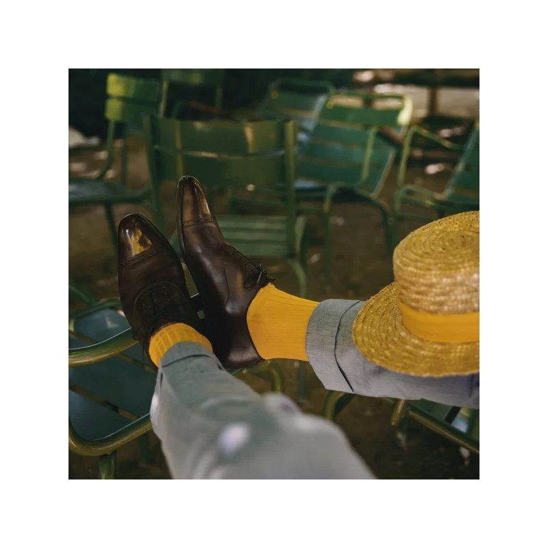 Chaussettes en fil d'Écosse jaune uni