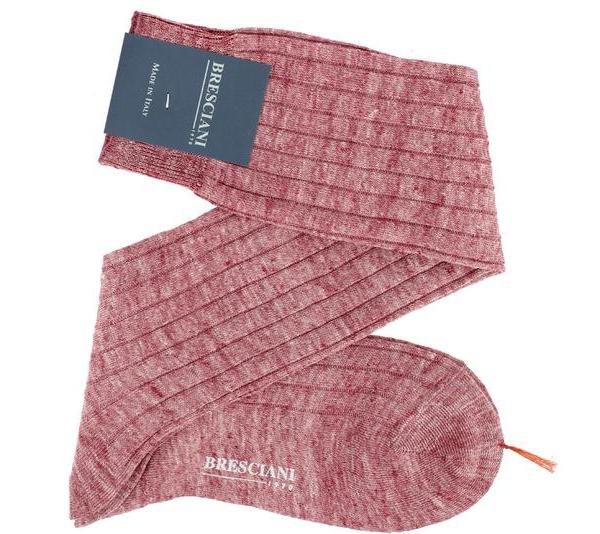 Chaussettes en lin vieux rose uni (1)