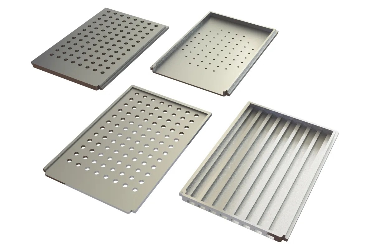 Set of LabTIE dispenser mesh plates for seed, bead and powder loading