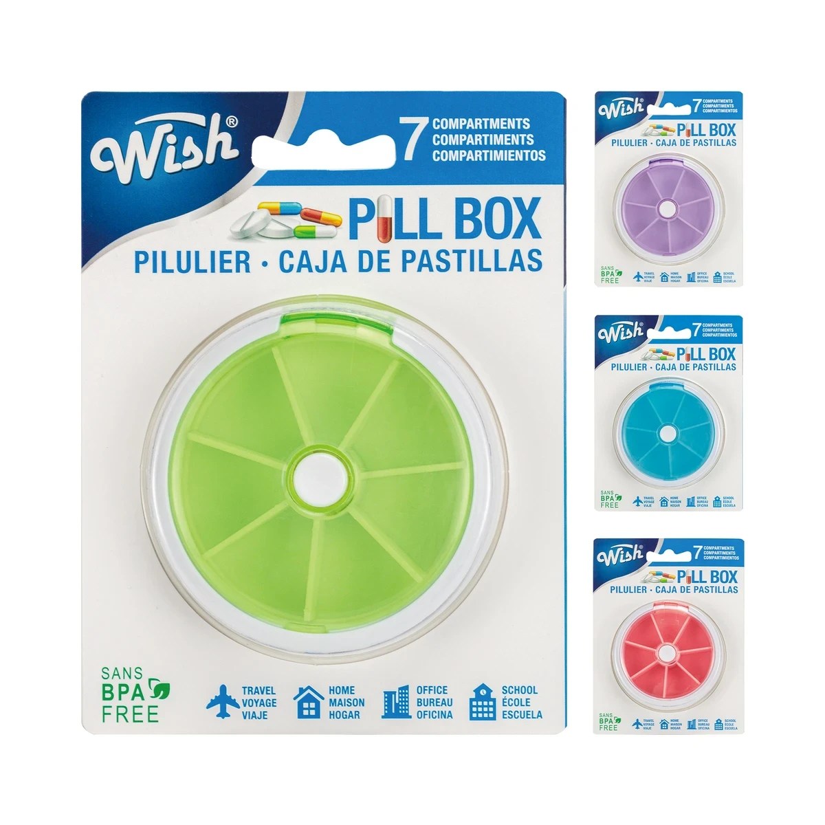 Wish Care Pill Box 7 Comp Auto Rotate Dispenser