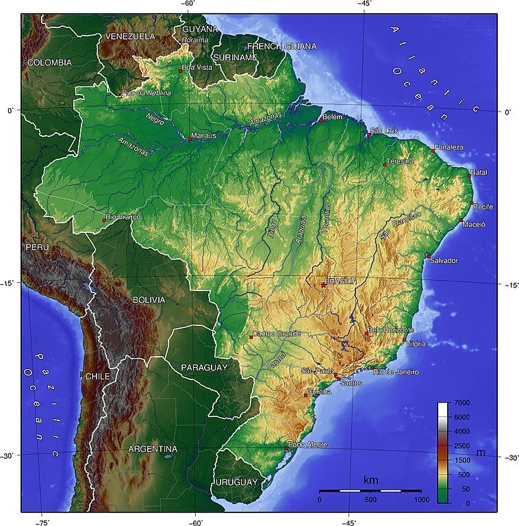 The Brazilian Highlands Planalto Brasileiro LAC Geo Brazil Topographic Map Opt 2 