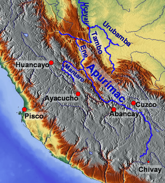 Urubamba River Map Urubamba River Photos Diagrams Topos Central Peru Relief Map Opt 