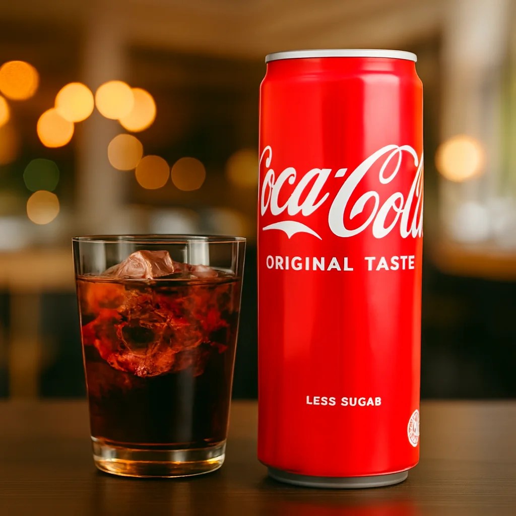 Classic red Coca-Cola can chilled and ready to serve