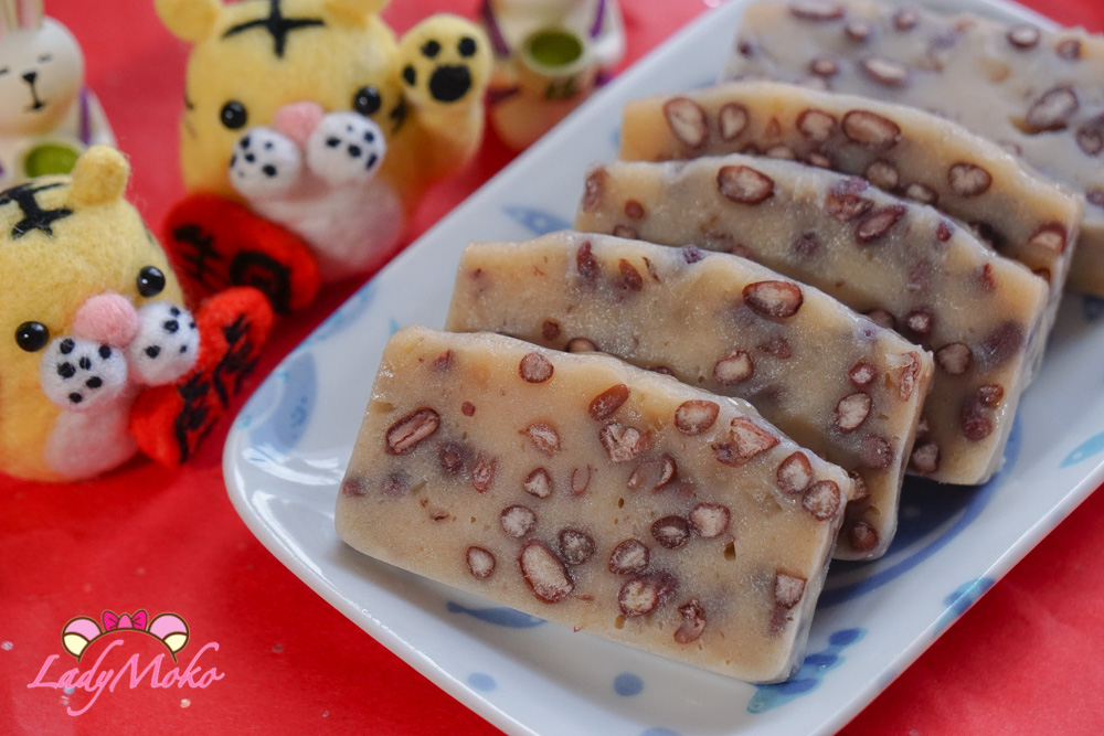 鮮奶紅豆年糕食譜 – 用鍋子蒸年糕，軟Q不軟爛口感