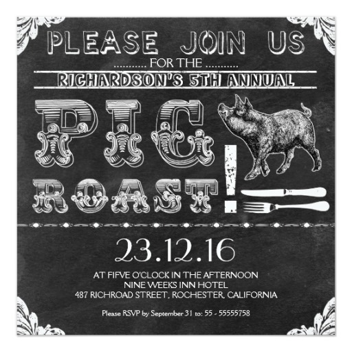 A great invitation for so many . Bbq Pig Roast Black Chalkboard Invitations Square Invitation Card