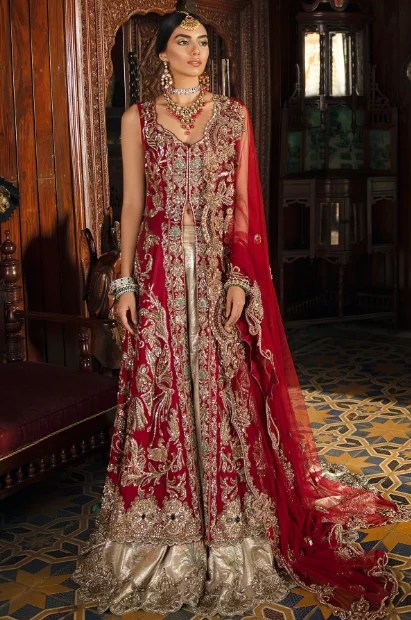 Deep Red Color Bridal Sharara Ladyselection