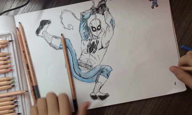 как рисовать человека паука в клеточку