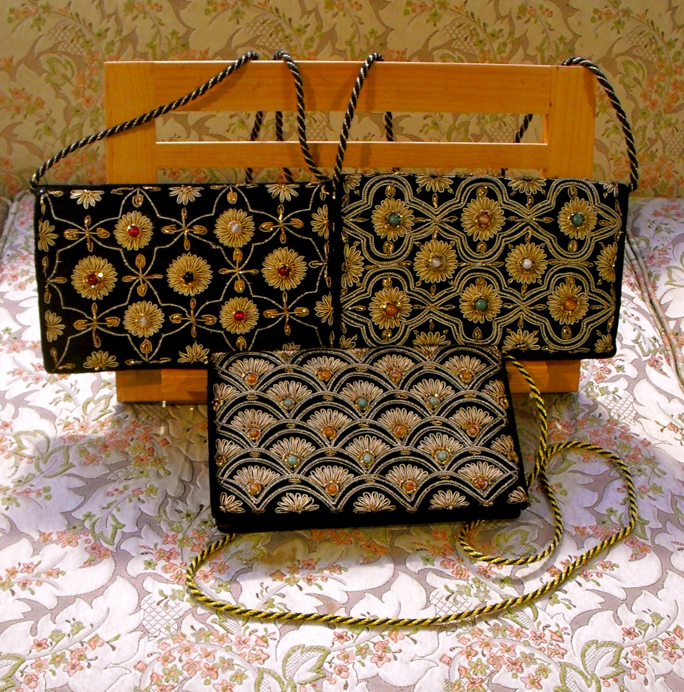 Metaphysical properties of black obsidian: Beautiful Vintage Embroidered and Beaded Black Velvet