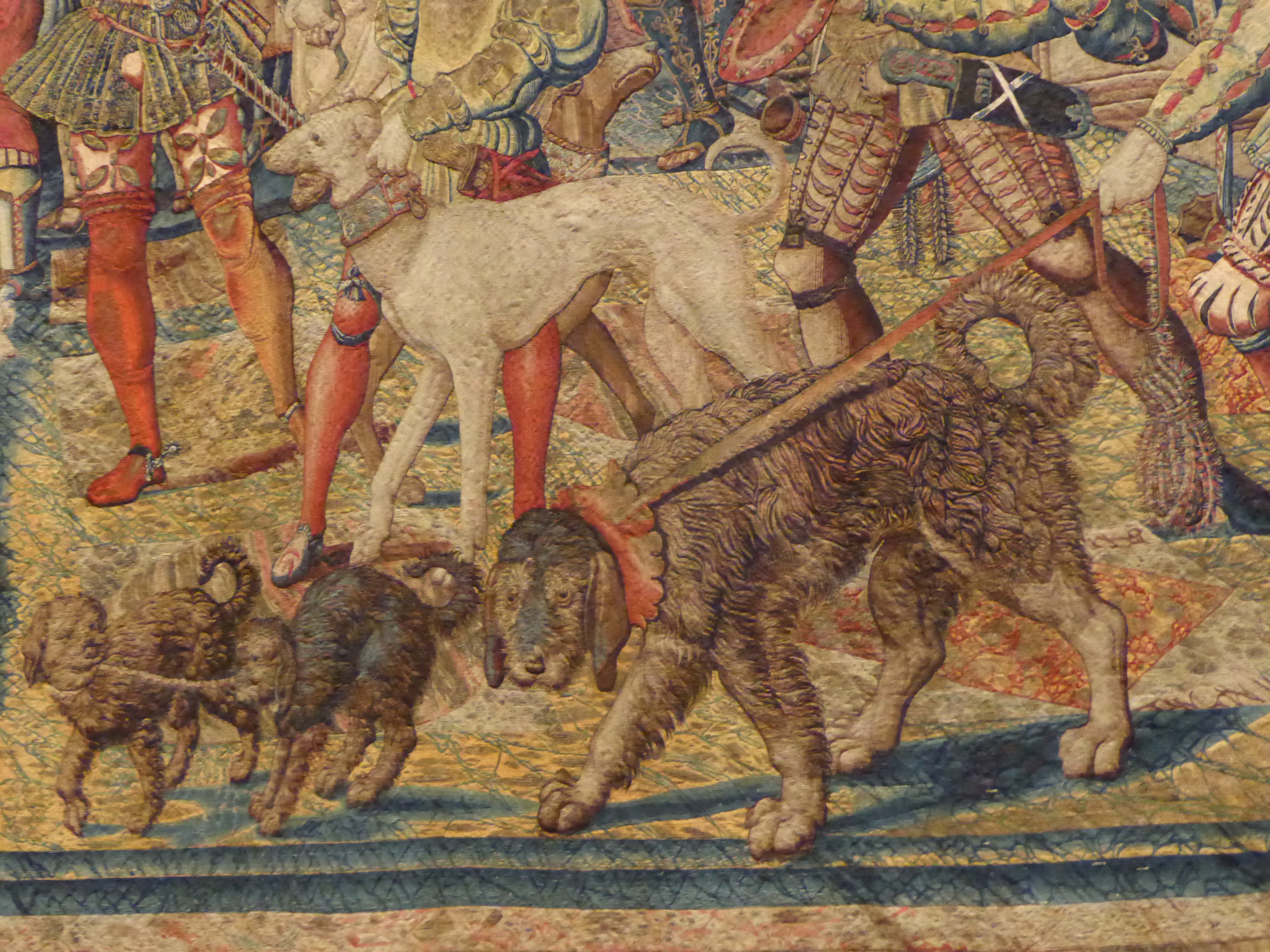 16thC tapestry: hunting dugz