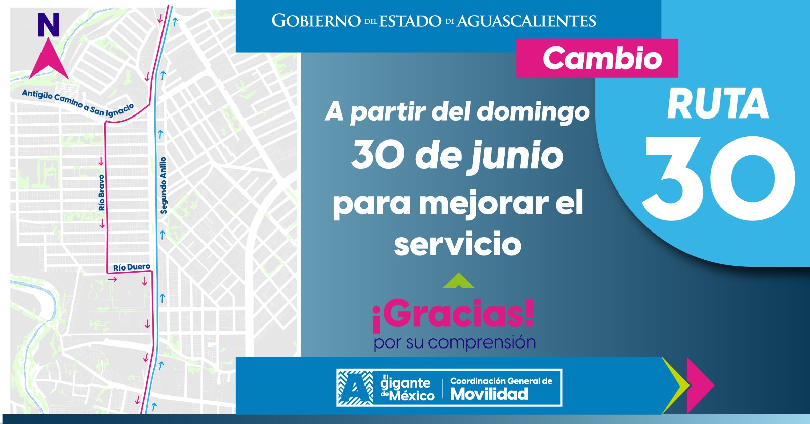 A PARTIR DEL DOMINGO RUTA 30 CAMBIA SU RECORRIDO