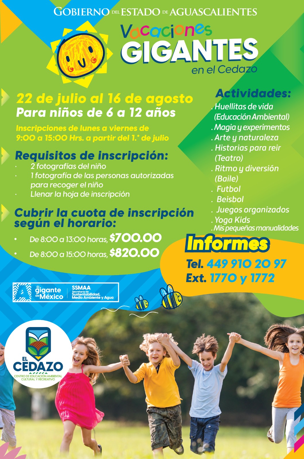 INVITAN A LOS CURSOS DE VERANO EN LOS PARQUES RODOLFO LANDEROS Y EL CEDAZO