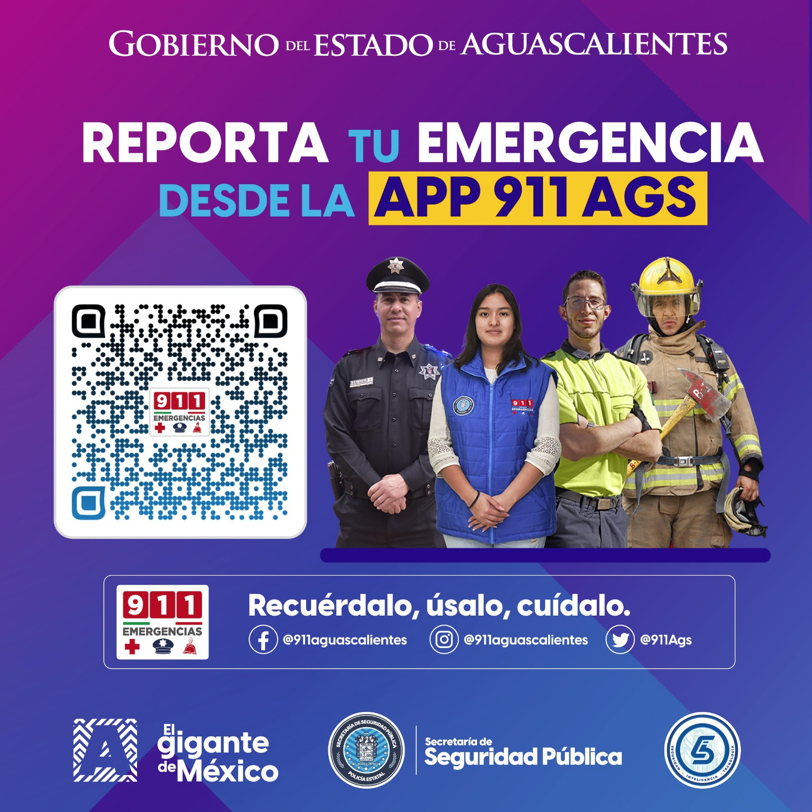INVITA LA SSPE A LA CIUDADANÍA A INSTALAR LA APLICACIÓN 911 AGS