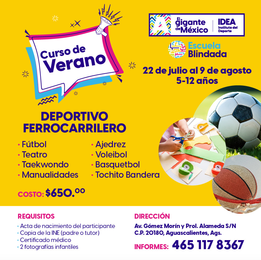 INSCRIPCIONES ABIERTAS PARA CURSOS DE VERANO EN LA ALBERCA OLÍMPICA, DEPORTIVO FERROCARRILERO Y CECADI OJOCALIENTE
