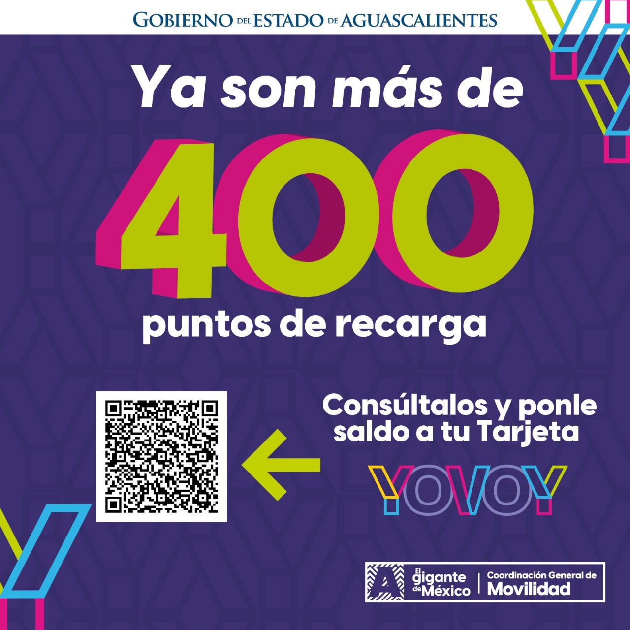 MÁS DE 400 ESTABLECIMIENTOS PARA RECARGAR LA TARJETA YOVOY