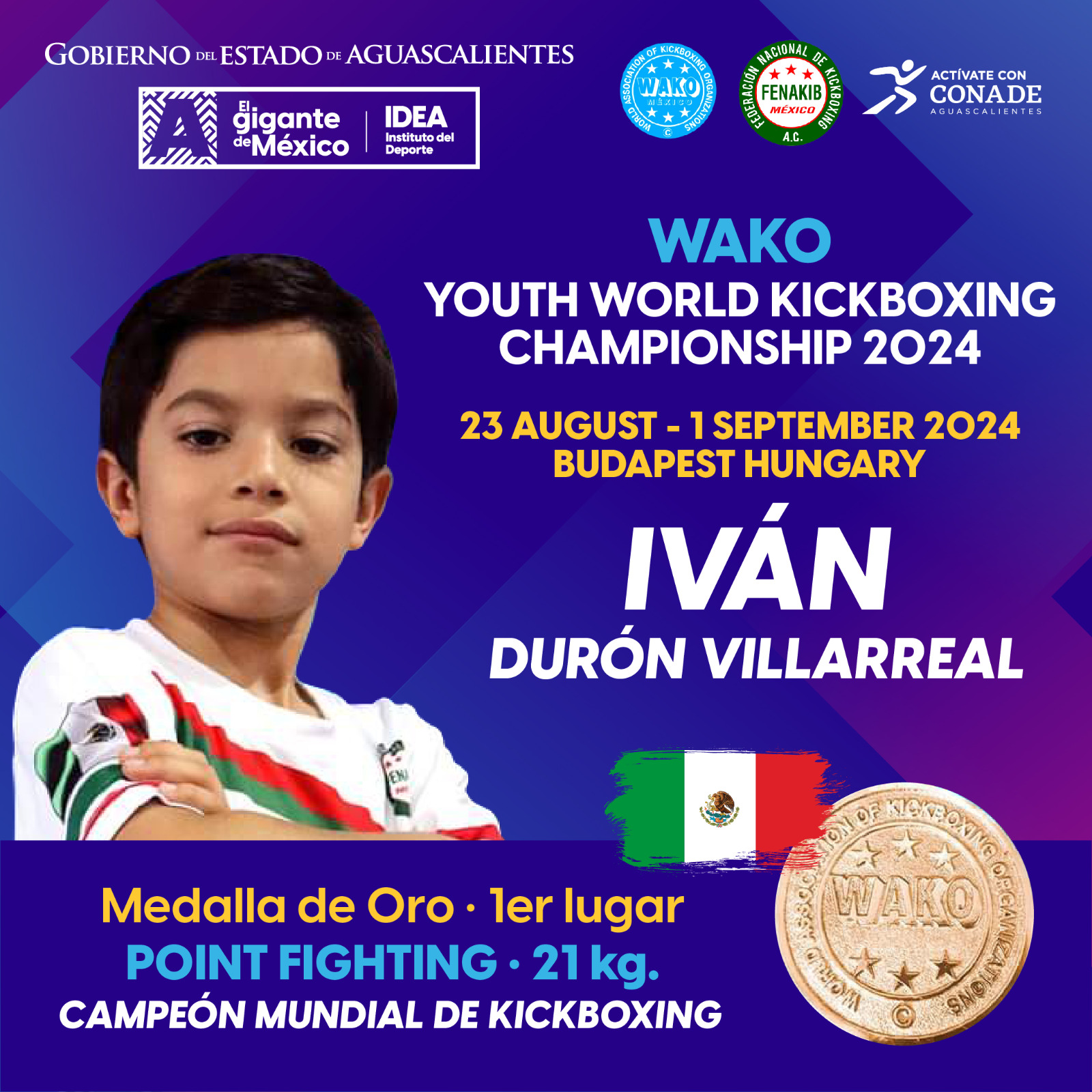 AGUASCALENTENSES PONEN EN ALTO EL NOMBRE DE MÉXICO EN COMPETENCIA INTERNACIONAL DE KICKBOXING CON 4 MEDALLAS