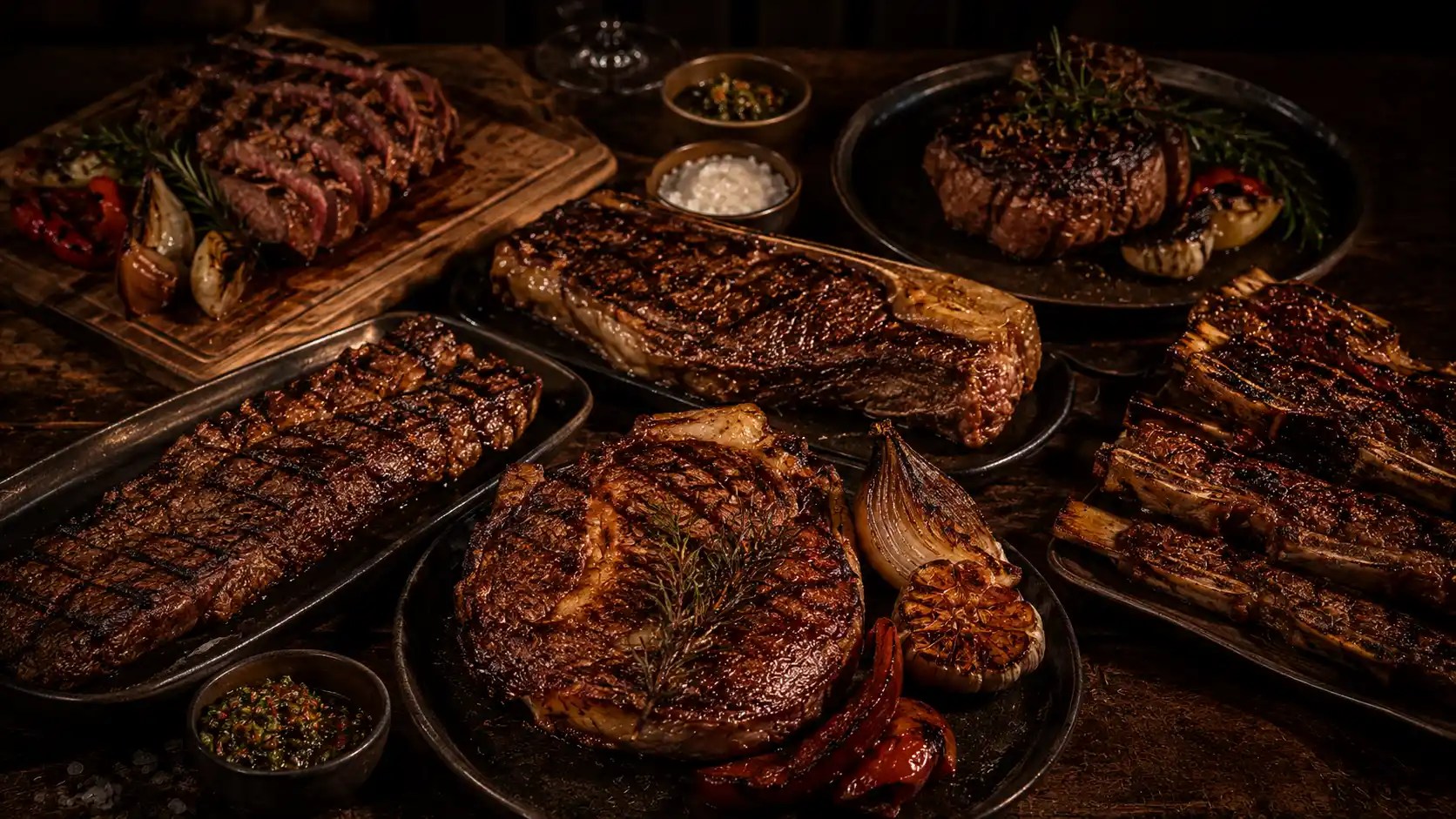 Variedad de cortes de carne argentina asados a la parrilla