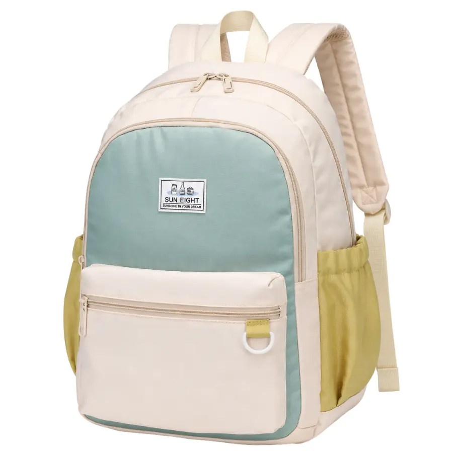Sac à dos scolaire beige SUN EIGHT Réf. 8472 vue de face
