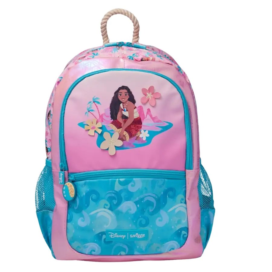 Sac à dos SMIGGLE rose et turquoise pour fille en niveau élémentaire au Sénégal