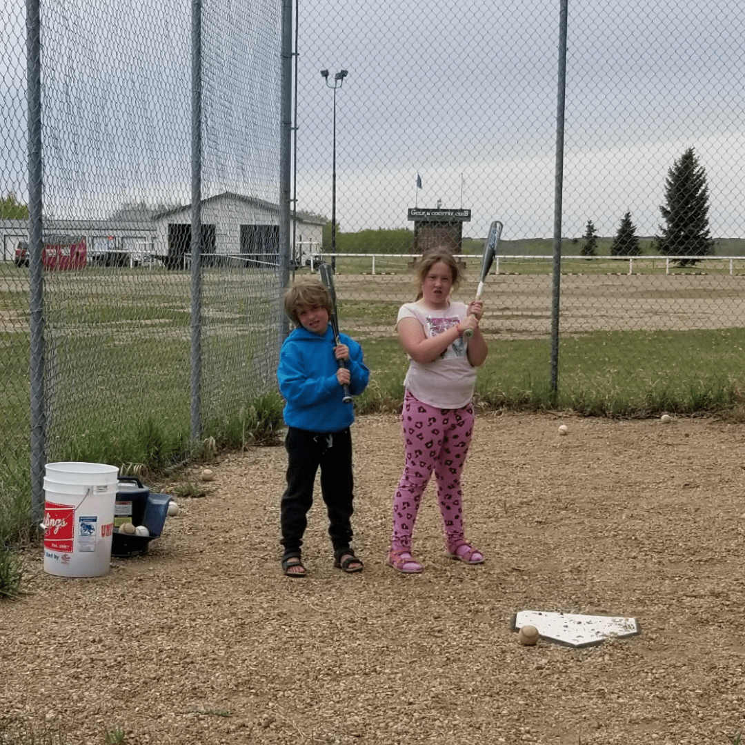 Vienna (left) & Farrah (right) at batting practice